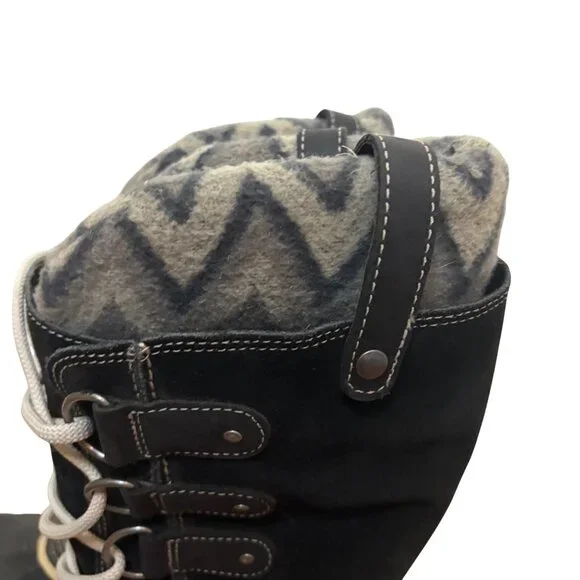 Sorel Joan of Arctic Knit II Waterproof Winter Boots Black Womens Size 9 Lace Up - Picture 3 of 9